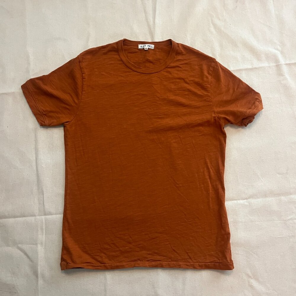 Alex Mill | The Standard T-Shirt In Slub Cotton - Burnt Orange / Sz S - Picture 5 of 11